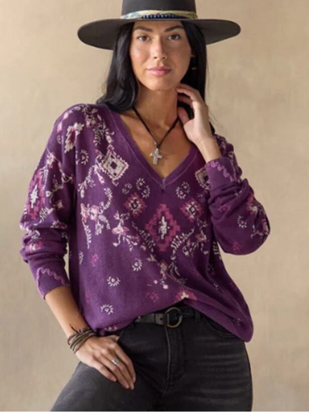 BOGO! NWT Sundance Glissade Printed V-Neck Sweater Size Small